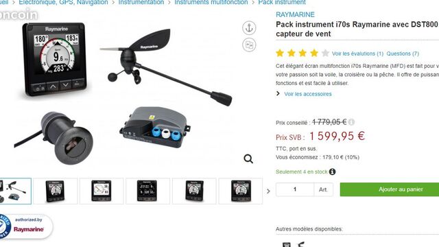 Pack instrument i70s Raymarine avec DST800 et capteur de vent