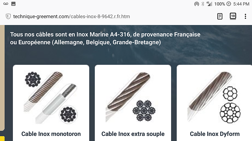 Câble Inox Marine Monotoron Ø6mm