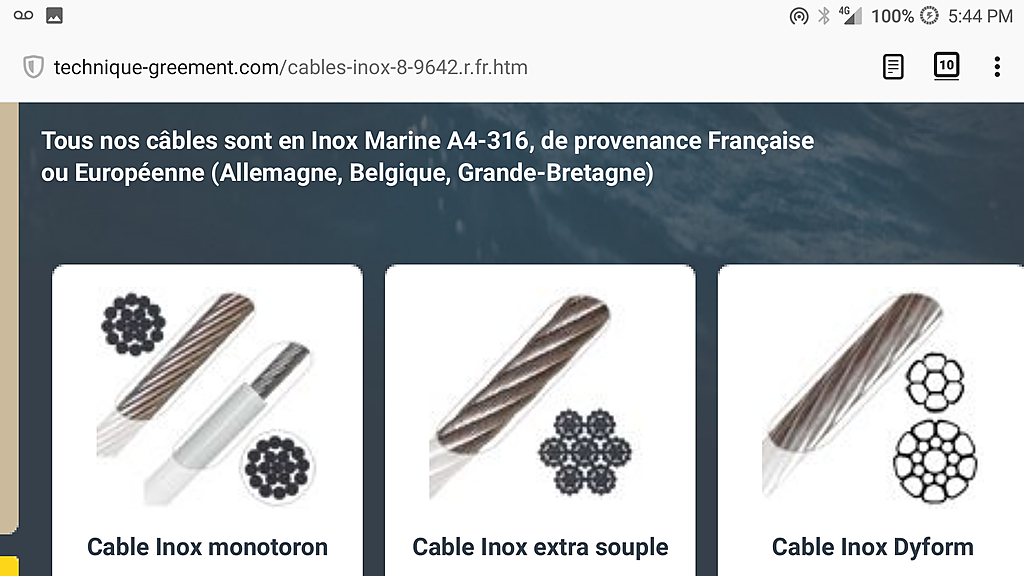 Câble Inox Marine Monotoron Ø6mm | Technique Gréement