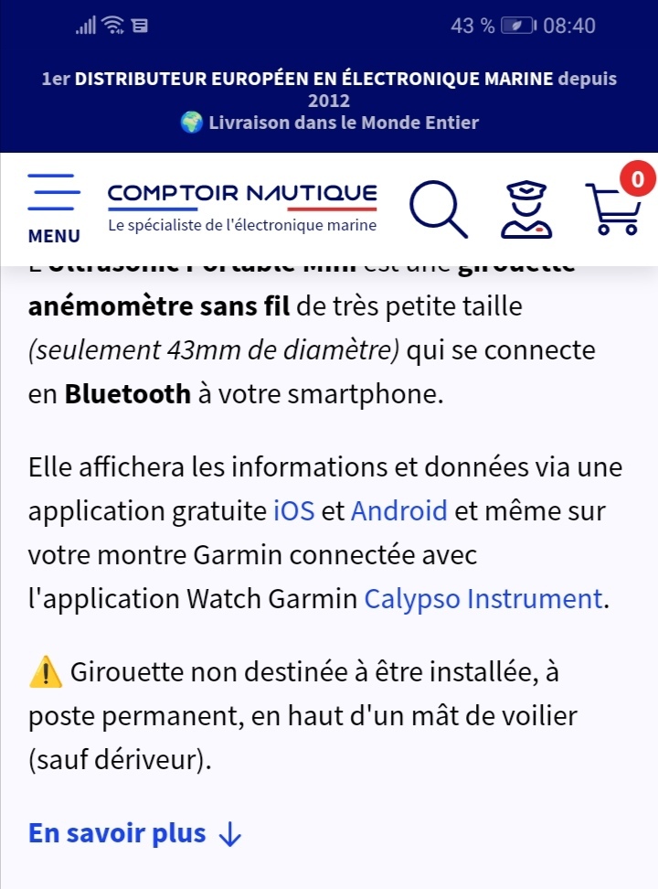 Une girouette anémomètre sans fil chez Garmin